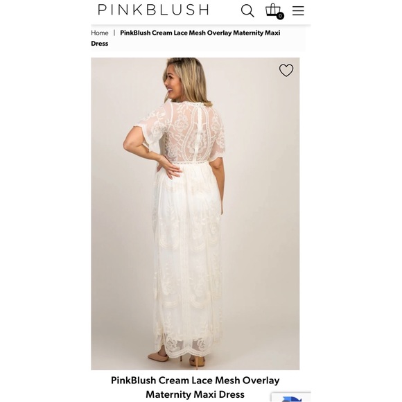 PinkBlush Cream Lace Maternity Maxi Dress - Picture 8 of 9